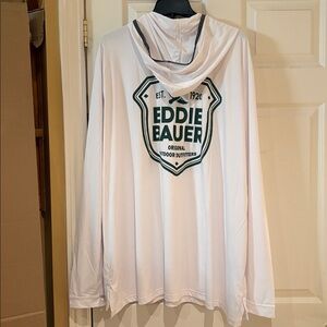 BNWT Eddie Bauer White Long-Sleeve Hooded Performance Top Hoodie UPF50+